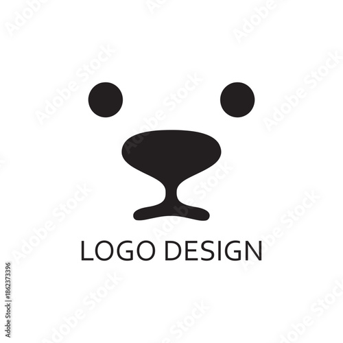 simple black bear face for logo design