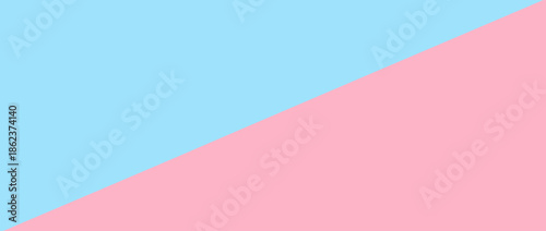 Soft pastel blue and pink color block background diagonally split, creating a gentle and harmonious abstract design with ample copy space