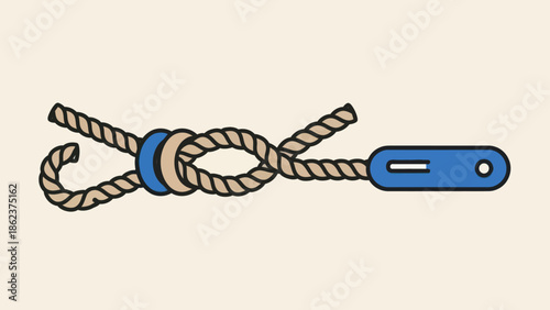 Tying a Sheepshank Knot with a Blue Fid and Beige Background