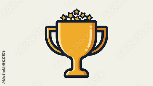 Golden Trophy with Stars - Symbol of Victory and Achievement