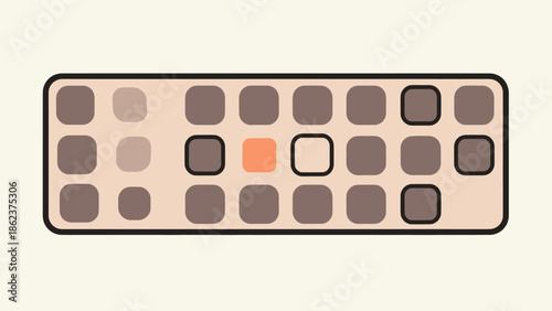 Abstract grid with one orange square highlighted, representing options or choices.