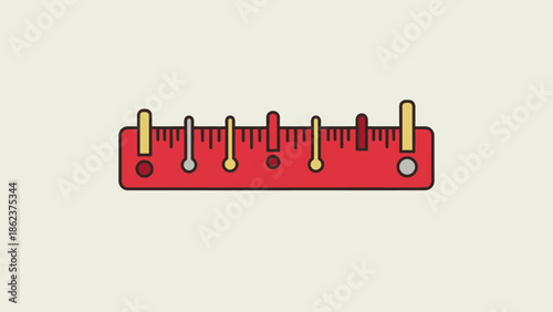 Red Meter Gauge with Indicators and Measurement Marks
