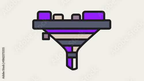 Creative Funnel Icon - Data Filtering, Process, and Optimization Concept
