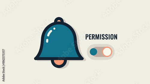 Notification Bell Icon with Permission Toggle Switch - Digital Alert Symbol