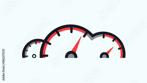 Speedometer Dashboard Gauges Vector Illustration - Speed and Performance Concept