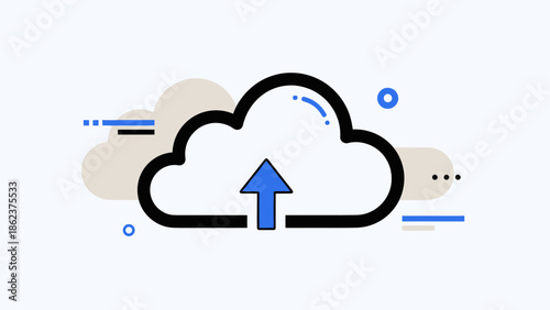 Cloud Upload Icon with Arrow - Data Transfer and Storage Concept