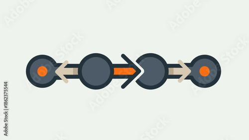Conceptual graphic of progress and connection with arrows and circles