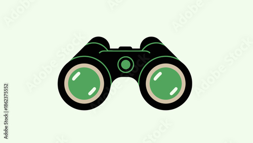 Binoculars Icon Isolated on Light Green Background, Vector Illustration