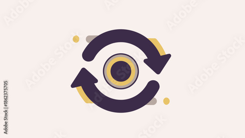 Circular Arrows Icon with Concentric Circles and Dots - Refresh, Repeat, Cycle Concept