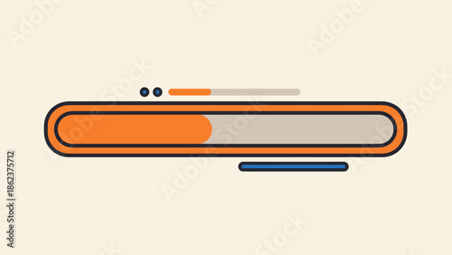 Progress bar graphic design, loading status, orange and gray bar on beige background