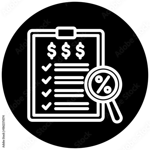 Inspection Icon Button, Mini Illustration Relate To Taxation, Financial Report. Use For Modern Concept, Ui, Ux Web And App Development.