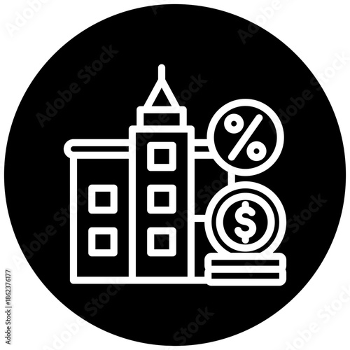 Asset Value Icon Button, Mini Illustration Relate To Taxation, Financial Report. Use For Modern Concept, Ui, Ux Web And App Development.