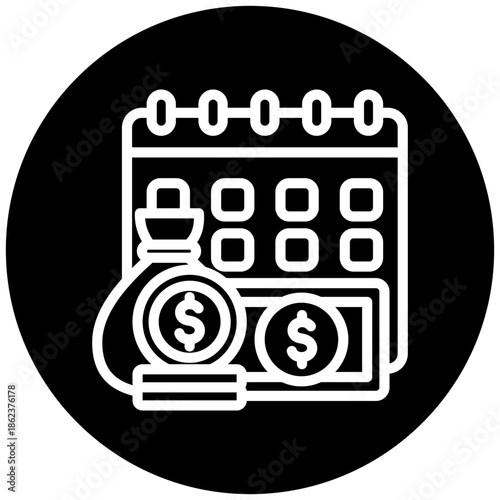 Annual Income Icon Button, Mini Illustration Relate To Taxation, Financial Report. Use For Modern Concept, Ui, Ux Web And App Development.