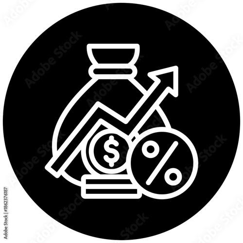 Capital Gain Icon Button, Mini Illustration Relate To Taxation, Financial Report. Use For Modern Concept, Ui, Ux Web And App Development.