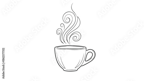 Simple sketch of a steaming coffee cup icon