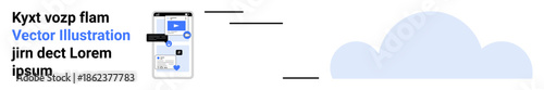 Cloud computing, mobile sharing, data synchronization, digital storage, online services, tech innovation. Smartphone displaying connected cloud and data elements. Cloud computing and mobile sharing