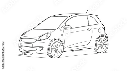 Simple outline sketch of a compact city hatchback