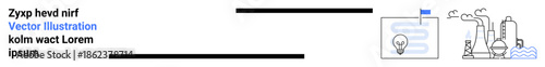 Industrial design, innovation, manufacturing process, energy solutions, technology advancement, concept art. A factory with machinery and an idea lightbulb panel. Industrial design and innovation