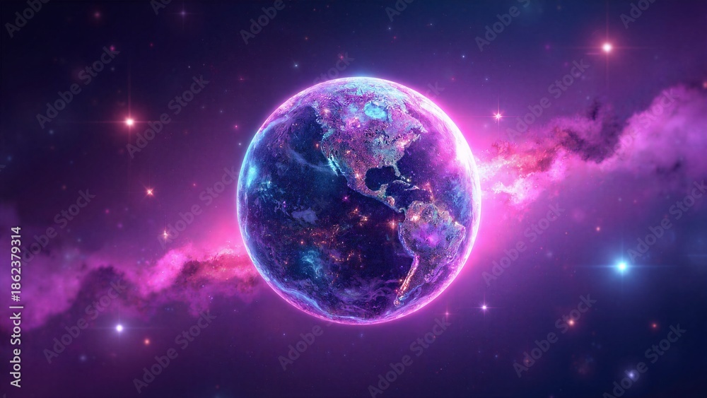 Fototapeta premium Vibrant Cosmic Earth in Space
