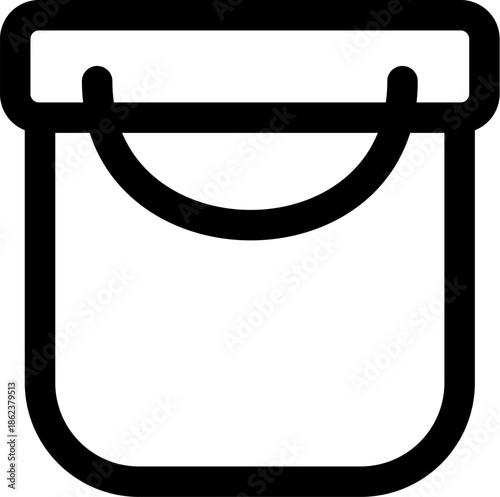Simple Outline Icon of a Bucket or Pail with a Handle.