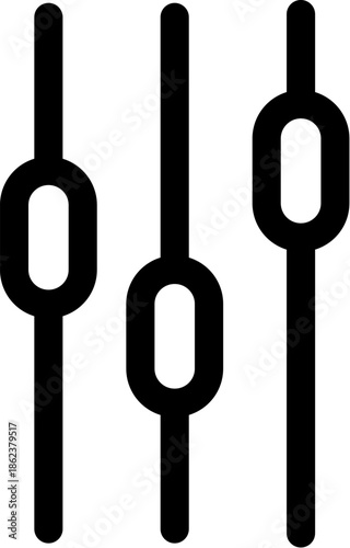 Three vertical sliders with oval handles representing adjustment controls.