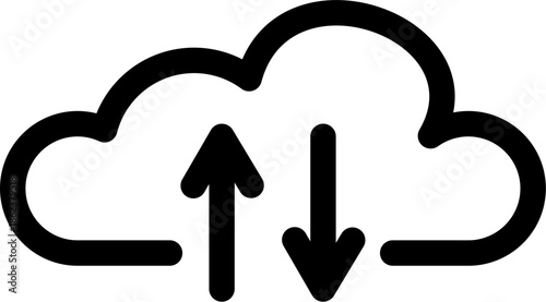 Cloud computing with upload and download arrows icon.