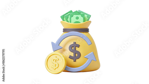 Money Bag with Dollar Sign and Exchange Arrows