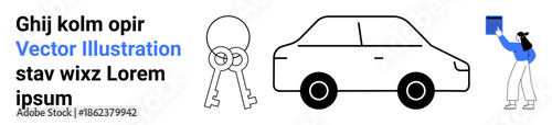 Transportation, education, security, mobility, convenience, technology. ion of a car, keys and person holding a book. Transportation and education highlighted