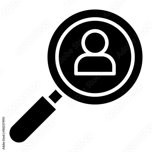 Employee Recruitment Search Isolated Vector Black Solid Style Icon 
