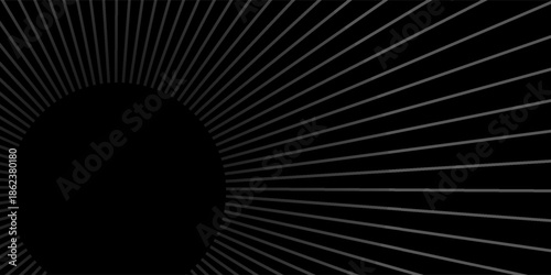 Black abstract stripes background design. Modern circular stripe pattern in monochrome colors. Line pattern texture for banners, covers, terrain, sci-fi, wireframe, and related to background.