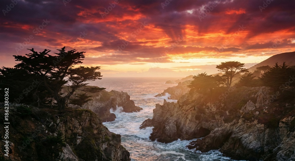 Naklejka premium sunset in the mountains