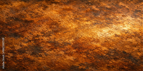 Aged grunge surface features an old rusty metal texture with a dirty orange and brown pattern on a rough vintage backdrop