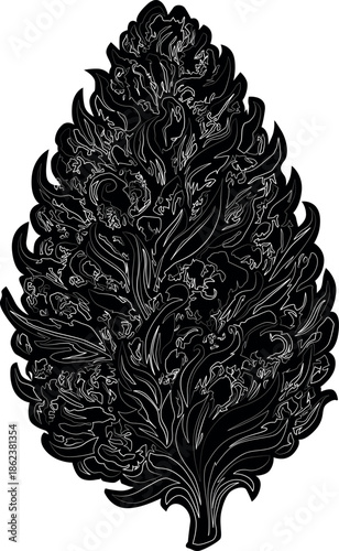 Medical marijuana, cannabis bud, cannabis flower realistic silhouette