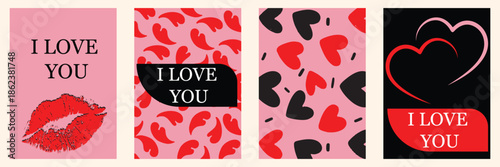 Valentine’s Day Love Poster and Card Backgrounds Set. lovely card designs expressing love and affection perfect for Valentine's Day celebrations or romantic gestures