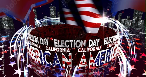 Election Day in California – American Voting, Democracy and Patriotic Background Video