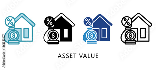 Asset Value Multi Style Icon. Mini Illustration Relate To Taxation, Financial Report. Use For Modern Concept, Ui, Ux Web And App Development.