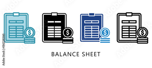 Balance Sheet Multi Style Icon. Mini Illustration Relate To Taxation, Financial Report. Use For Modern Concept, Ui, Ux Web And App Development.