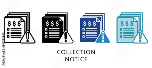 Collection Notice Multi Style Icon. Mini Illustration Relate To Taxation, Financial Report. Use For Modern Concept, Ui, Ux Web And App Development.