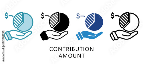 Contribution Amount Multi Style Icon. Mini Illustration Relate To Taxation, Financial Report. Use For Modern Concept, Ui, Ux Web And App Development.