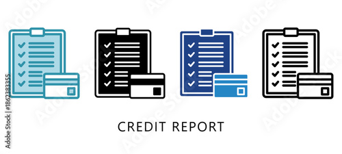 Credit Report Multi Style Icon. Mini Illustration Relate To Taxation, Financial Report. Use For Modern Concept, Ui, Ux Web And App Development.