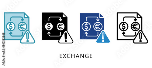 Exchange Multi Style Icon. Mini Illustration Relate To Taxation, Financial Report. Use For Modern Concept, Ui, Ux Web And App Development.