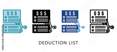 Deduction List Multi Style Icon. Mini Illustration Relate To Taxation, Financial Report. Use For Modern Concept, Ui, Ux Web And App Development.