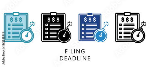 Filing Deadline Multi Style Icon. Mini Illustration Relate To Taxation, Financial Report. Use For Modern Concept, Ui, Ux Web And App Development.