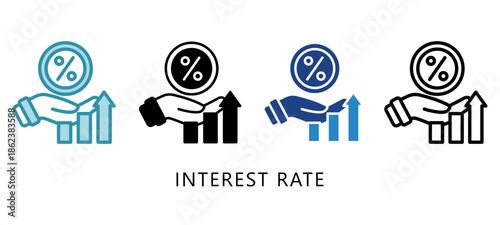 Interest Rate Multi Style Icon. Mini Illustration Relate To Taxation, Financial Report. Use For Modern Concept, Ui, Ux Web And App Development.