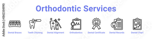 Orthodontic Services Icon Banner and Collection
