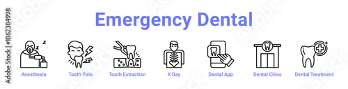 Emergency Dental Icon Banner and Collection