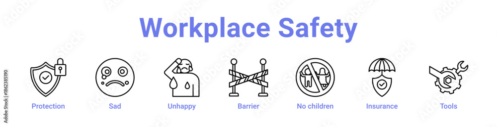 Fototapeta premium Workplace Safety Icon Banner and Collection