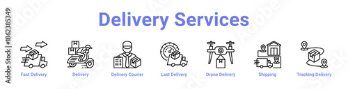 -Delivery Services Icon Banner and Collection