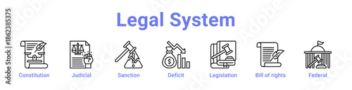 -Legal System Icon Banner and Collection