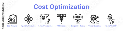 -Cost Optimization Icon Banner and Collection